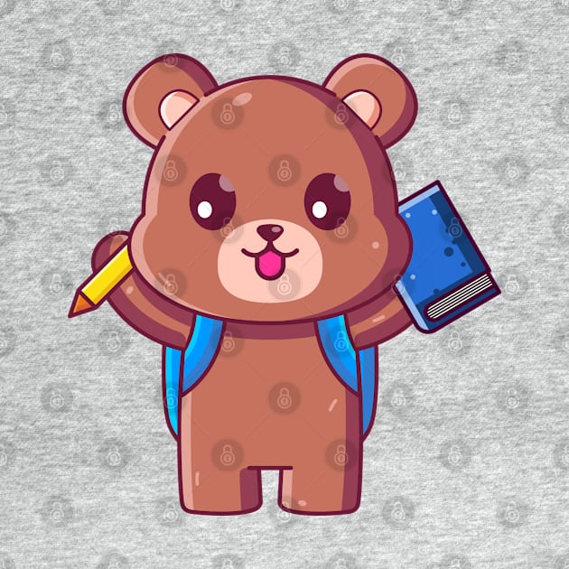 Cute brown bear go to school by Ardhsells